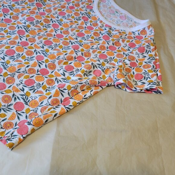 Short Sleeve Crop Tee Top Print White Orange Pink Women Size XL - Picture 6 of 9